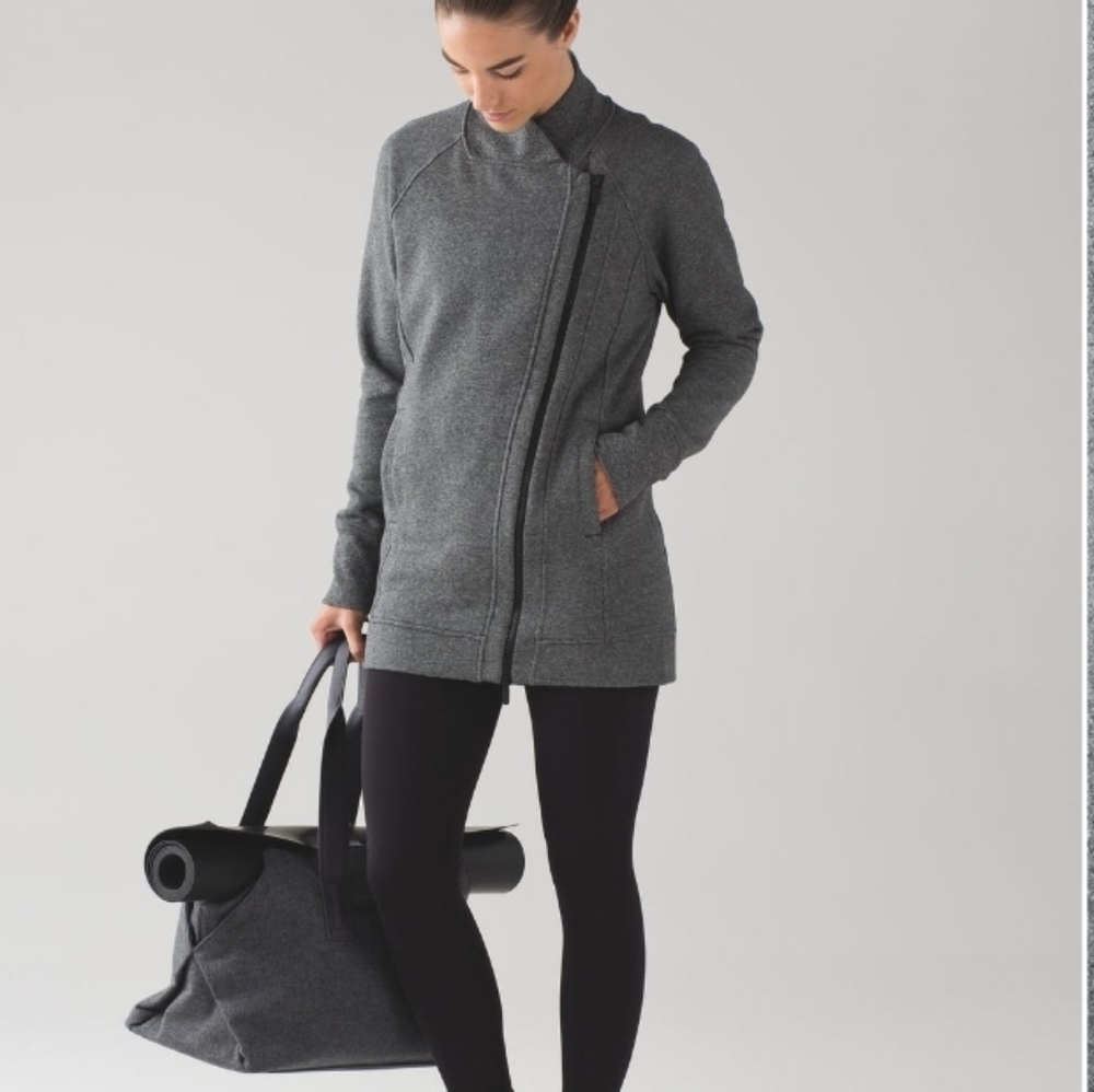 Lululemon Back to It Wrap Jacket Women's Heathered Speckled Grey Cotton Fleece 2